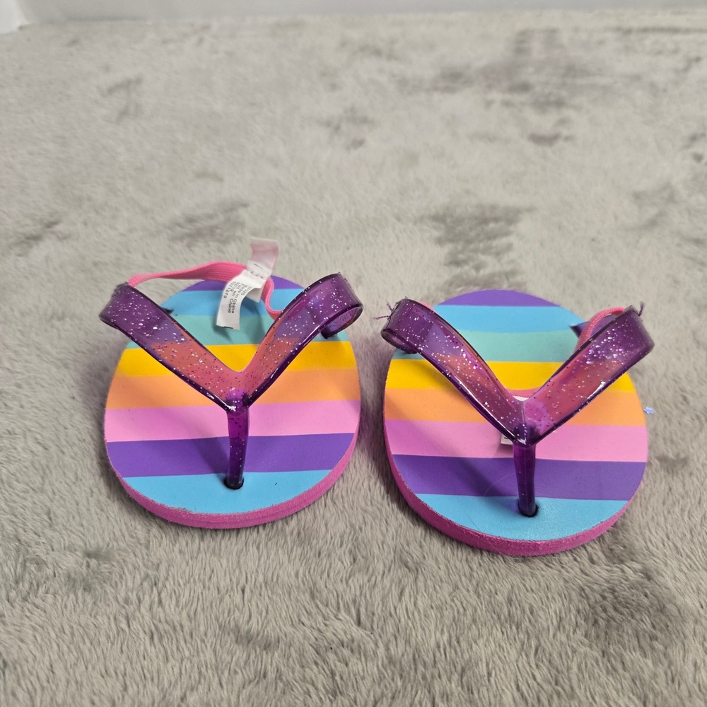 Build-A-Bear Rainbow Striped Glitter Jelly Flip Flop Sandals Plush Accessories